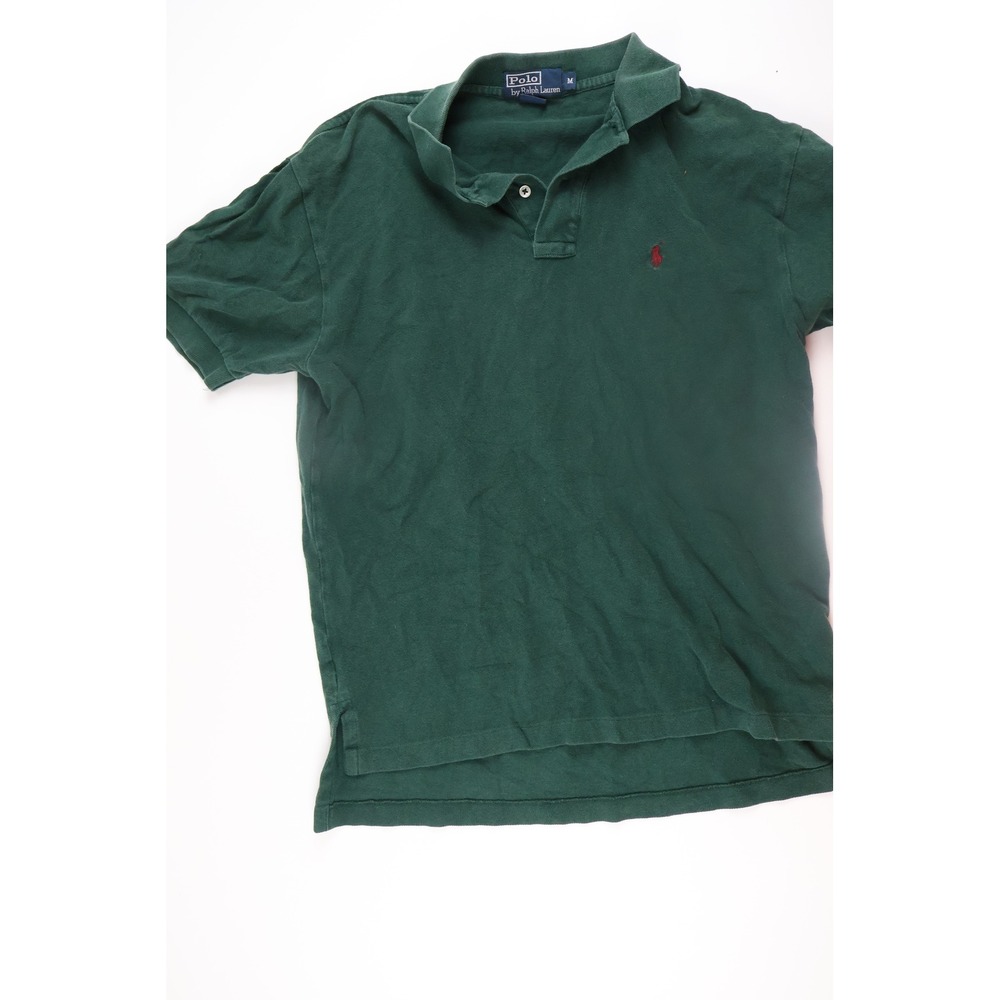 Vintage Polo Ralph Lauren Mens Polo Shirt Short Sleeve Green Solid Medium